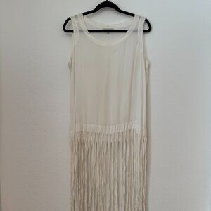 Athina Klo Ivory Sleeveless Fringe White Top